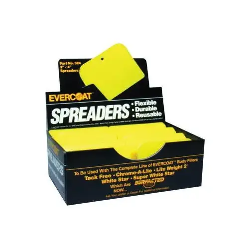 Spreader With Display Box, 3 x 4 in, Plastic, Yellow