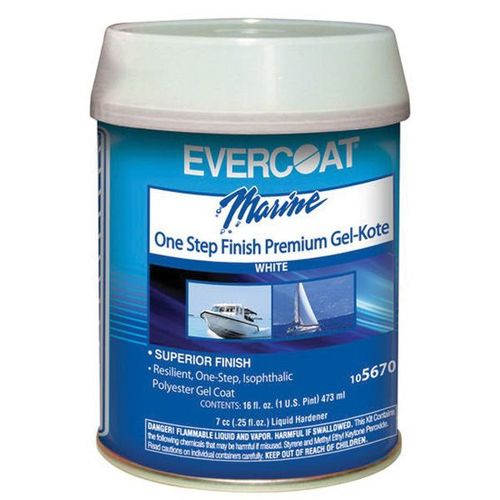 Evercoat 105670 One Step Finish Premium Gel-Kote, 1 pt Can, High Gloss White, Thick Liquid
