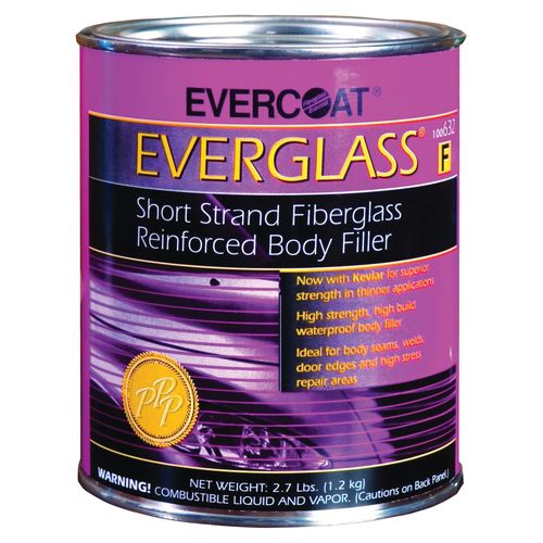 Evercoat 100632 Short Strand Fiberglass Reinforced Body Filler, 1 qt Can, Blue/Green, Paste
