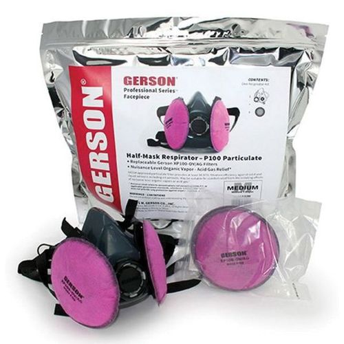 Gerson 089290-KIT Half-Mask Respirator Kit, Medium, P100 Filter Class, TPE