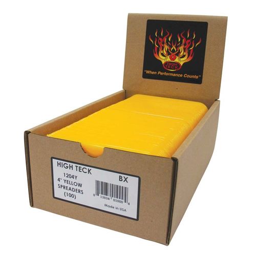 High Teck Products 1204Y 4" Yellow Spreaders, Qty: 100, Display Box, 5/Case