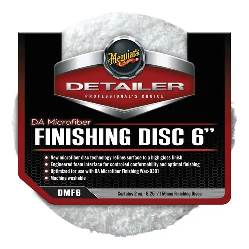 Meguiar's DMF6 Dual Action Finishing Disc, 6 in Dia, Hook and Loop Attachment, Microfiber Pad