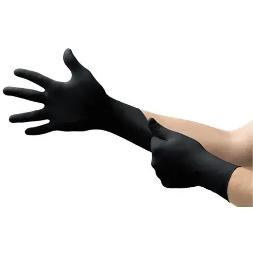 BD-1002-PF General Purpose Disposable Exam Gloves, Medium, Natural Rubber Latex, Black