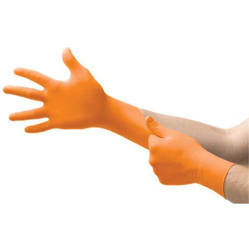 General Purpose Disposable Exam Gloves, Medium, Nitrile, Textured Orange