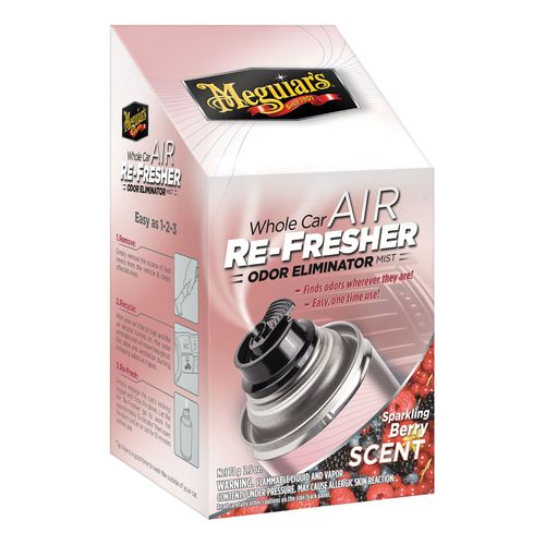Whole Car Air Re-Fresher, 2.5 oz Aerosol Can, Clear, Liquid, Sparkling Berry