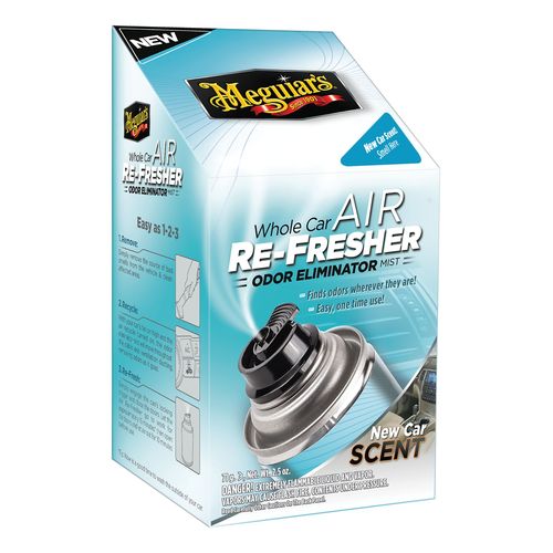 Whole Car Air Re-Fresher, 2.5 oz Aerosol Can, Clear, Liquid, New Car