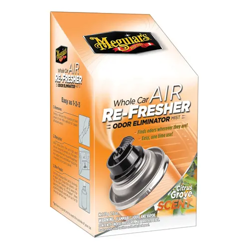 Meguiar's G16502 Whole Car Air Re-Fresher, 2.5 oz Aerosol Can, Clear, Liquid, Citrus Grove