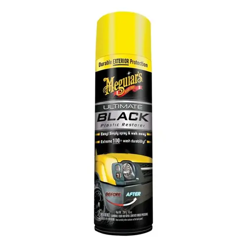 Meguiar's G16910 Ultimate Black Plastic Restorer, 10 oz Aerosol Can, Clear, Liquid