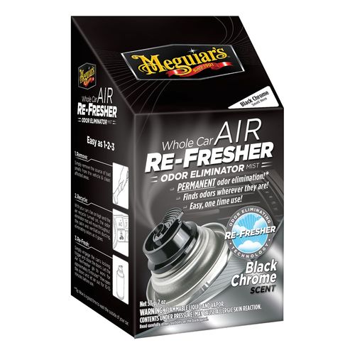 Meguiar's G181302 Whole Car Air Re-Fresher, 2 oz Aerosol Can, Clear, Liquid, Black Chrome
