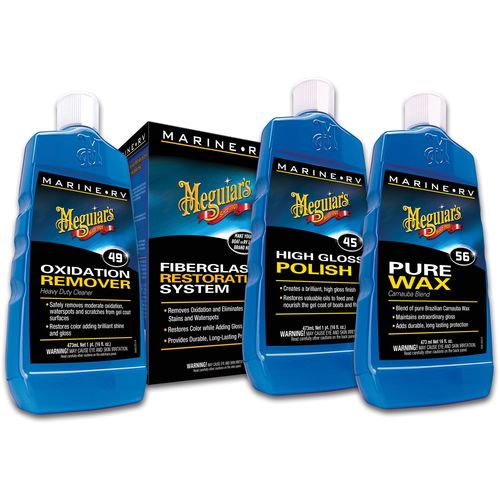 Meguiar's M4965 Marine/RV Fiberglass Restoration Kit, 16 oz Bottle, Light Yellow, 546.39 g/L VOC