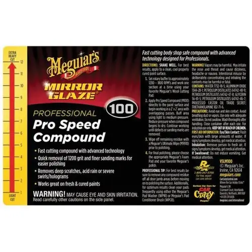 Secondary Label, Legend: Professional Pro Speed Compound #100, Use With: Bottle
