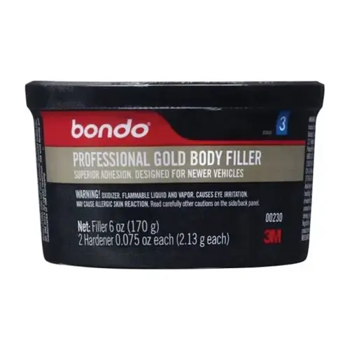 Bondo 230 00230 Professional Gold Body Filler, 6 oz Can, White, Liquid