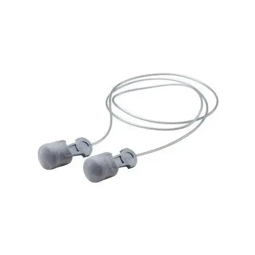 Corded Ear Plug, 29 dB Noise Reduction Rating, Polyurethane Foam, Silver