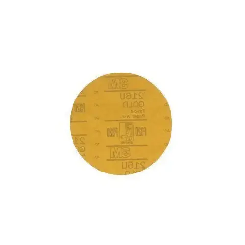 00975 216U Series Abrasive Disc, 6 in Dia, P320 Grit, Hook and Loop, Gold