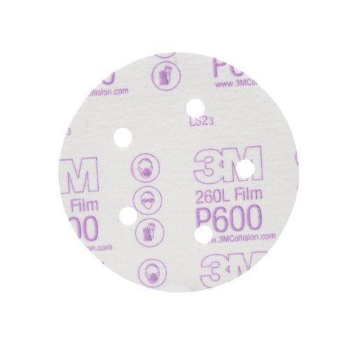 260L Series Dust Free Abrasive Disc, 5 in Dia, P600 Grit, Hook and Loop, White