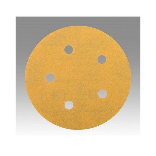 0 255L Series Dust Free Abrasive Disc, 5 in Dia, P320 Grit, Hook and Loop, Gold