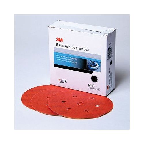 0 316U Series Dust Free Abrasive Disc, 6 in Dia, P80 Grit, Hook and Loop, Red