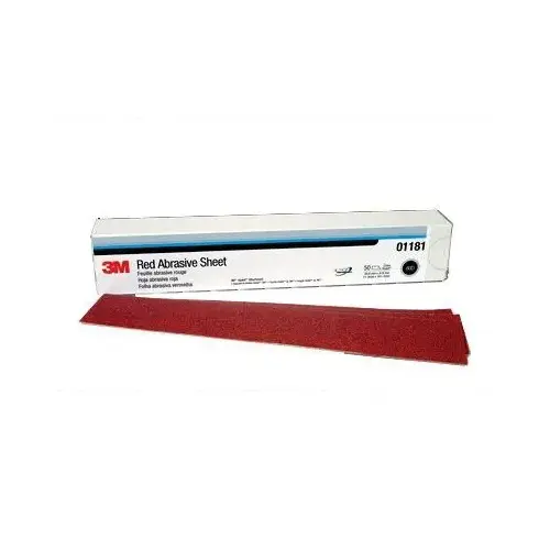 316U Series Abrasive Sheet, 2-3/4 in W x 16-1/2 in L, P80 Grit, Coarse Grade, Red, Dry