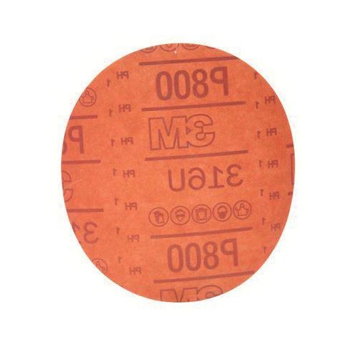 0 316U Series Abrasive Disc, 6 in Dia, P800 Grit, Hook and Loop, Red