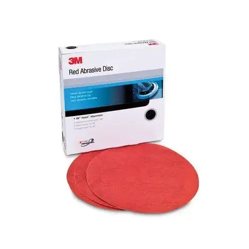 316U Series Abrasive Disc, 6 in Dia, P500 Grit, Hook and Loop, Red