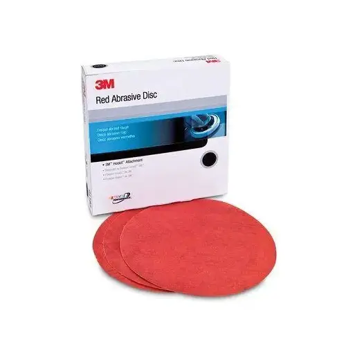 0 316U Series Abrasive Disc, 6 in Dia, P150 Grit, Hook and Loop, Red