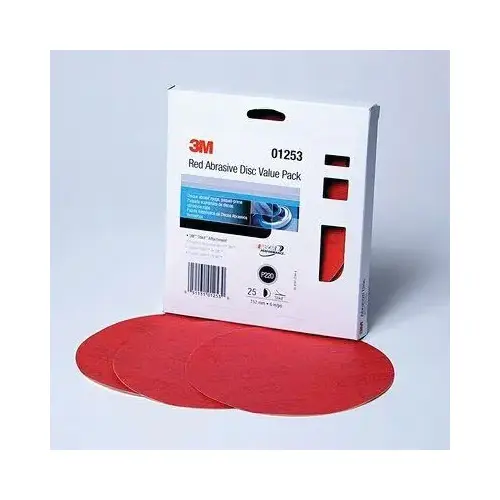 0 316U Series Abrasive Disc Value Pack, 6 in Dia, P220 Grit, PSA, Red