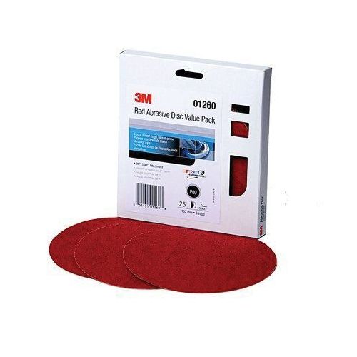 3M 1260 0 316U Series Abrasive Disc Value Pack, 6 in Dia, P80 Grit, PSA, Red