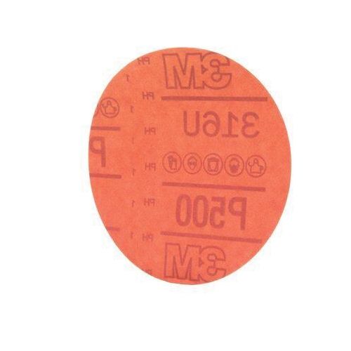 316U Series Abrasive Disc, 5 in Dia, P500 Grit, Hook and Loop, Red