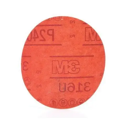 316U Series Abrasive Disc, 5 in Dia, P240 Grit, Hook and Loop, Red