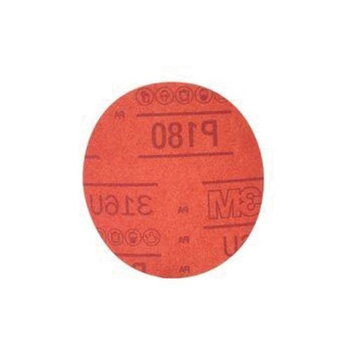 316U Series Abrasive Disc, 5 in Dia, P180 Grit, Hook and Loop, Red