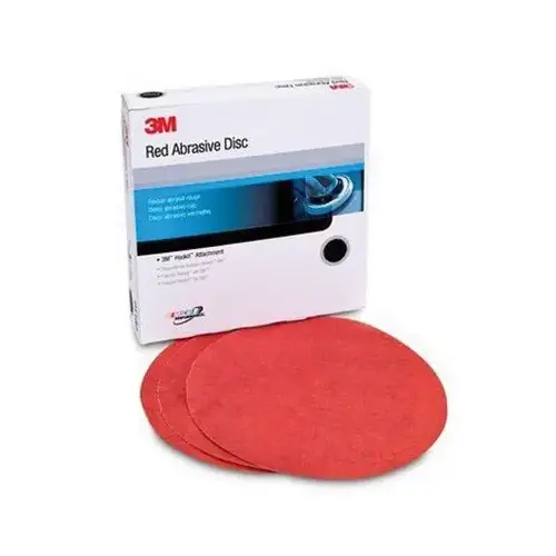 0 316U Series Abrasive Disc, 5 in Dia, P100 Grit, Hook and Loop, Red