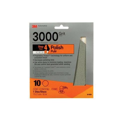 Trizact 1459 0 Abrasive Disc, 6 in Dia, 3000 Grit, Hook and Loop, Gray