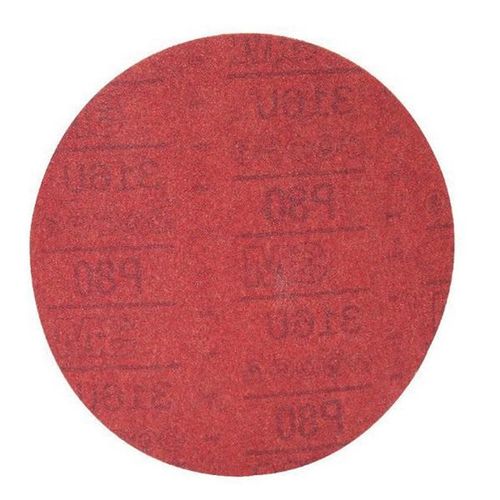 0 316U Series Abrasive Disc, 8 in Dia, P80 Grit, Hook and Loop, Red