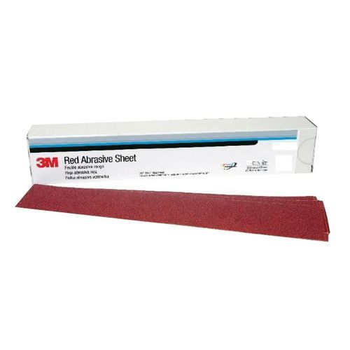 0 316U Series Abrasive Sheet, 2-3/4 in W x 16-1/2 in L, 80 Grit, Coarse Grade, Red, Dry