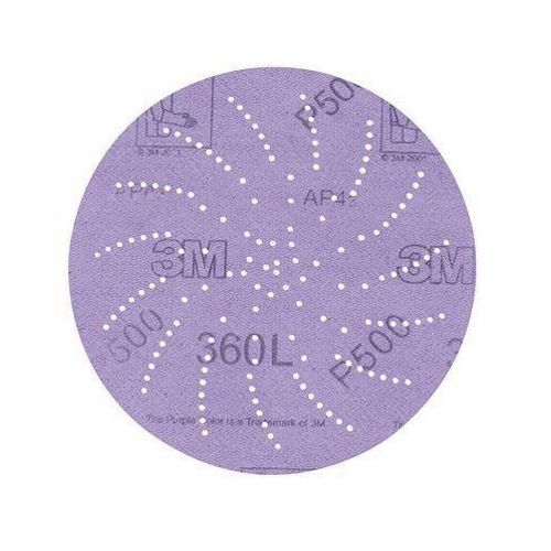 360L Series Multi-Hole Clean Sanding Abrasive Disc, 5 in Dia, P600 Grit, Hook and Loop, Purple