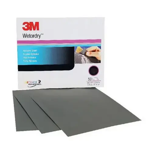 0 401Q Series Abrasive Sheet, 9 in W x 11 in L, 2000 Grit, Fine Grade, Black