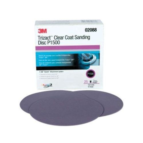 471LA Clear Coat Sanding Disc, 6 in Dia, 1500 Grit, Silicon Carbide Abrasive, Gray, Wet