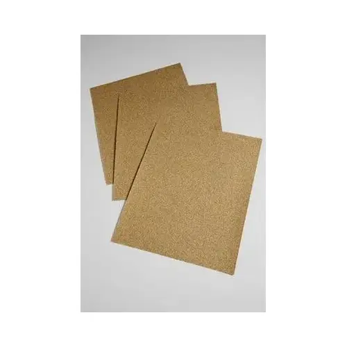 346U Series Paper Sheet, 9 in W x 11 in L, 60 Grit, Aluminum Oxide Abrasive, Gold, Dry