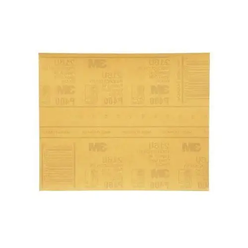 3M 02539 216U Series Abrasive Sheet, 9 in W x 11 in L, P400 Grit, Medium Grade, Aluminum Oxide Abrasive, Gold