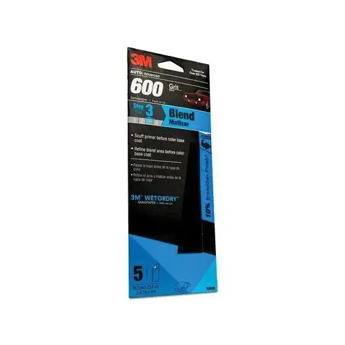 Wetordry 3020 0 Sandpaper, 3-2/3 in W x 9 in L, 600 Grit, Silicon Carbide Abrasive, Black, Wet/Dry