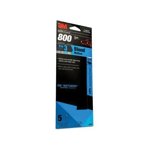 0 Sandpaper, 3-2/3 in W x 9 in L, 800 Grit, Silicon Carbide Abrasive, Black, Wet/Dry