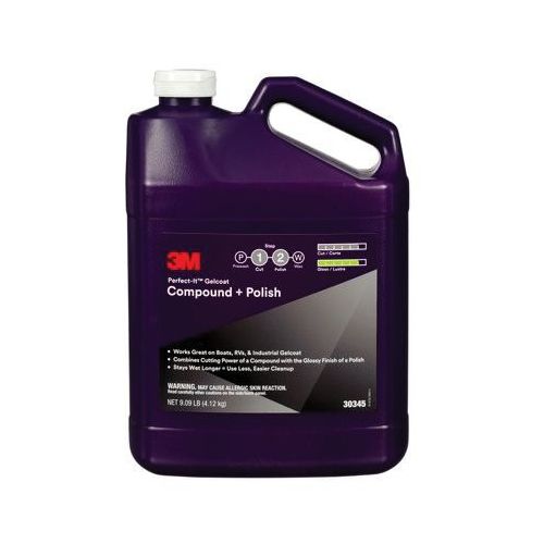 Gelcoat Compound + Polish, 1 gal Bottle, White, Liquid