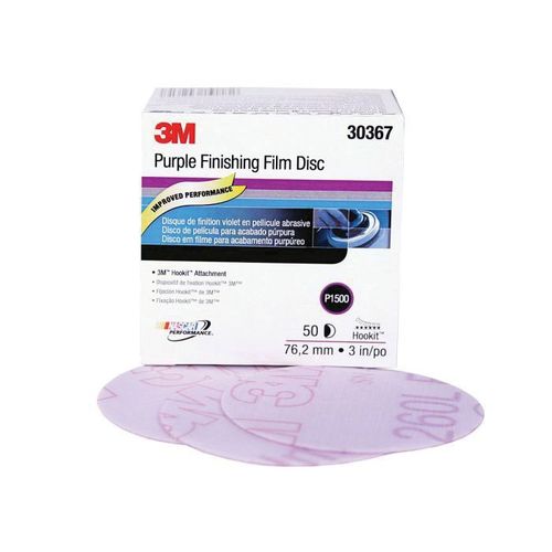 260L Series Abrasive Disc, 3 in Dia, P1500 Grit, Hook and Loop, Purple