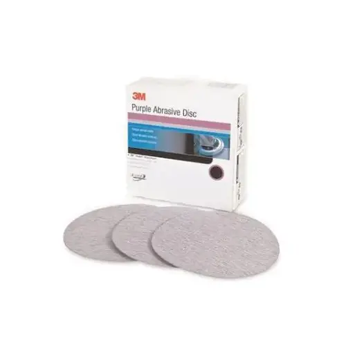 Abrasive Disc, 6 in Dia, 60 Grit, Hook and Loop, Purple