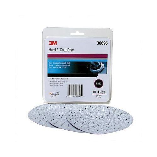 337U Series Hard Abrasive Disc, 6 in Dia, P320 Grit, Hook and Loop, White