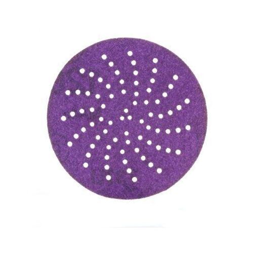 737U Series Multi-Hole Clean Sanding Abrasive Disc, 3 in Dia, 120+ Grit, Hook and Loop, Purple