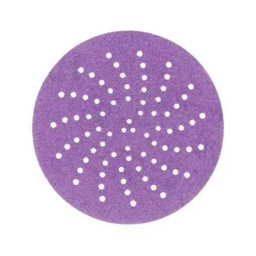 737U Series Multi-Hole Clean Sanding Abrasive Disc, 3 in Dia, 150+ Grit, Hook and Loop, Purple