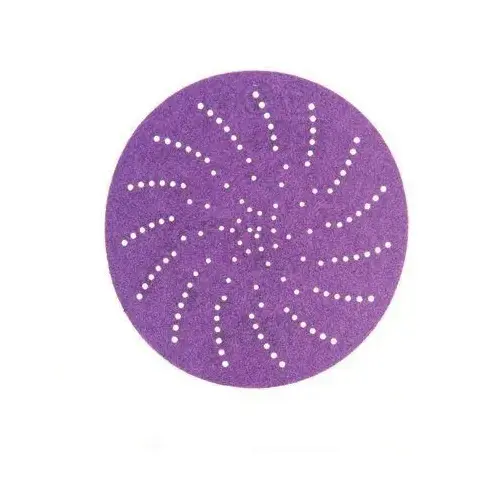 737U Series Multi-Hole Clean Sanding Abrasive Disc, 5 in Dia, 120+ Grit, Hook and Loop, Purple