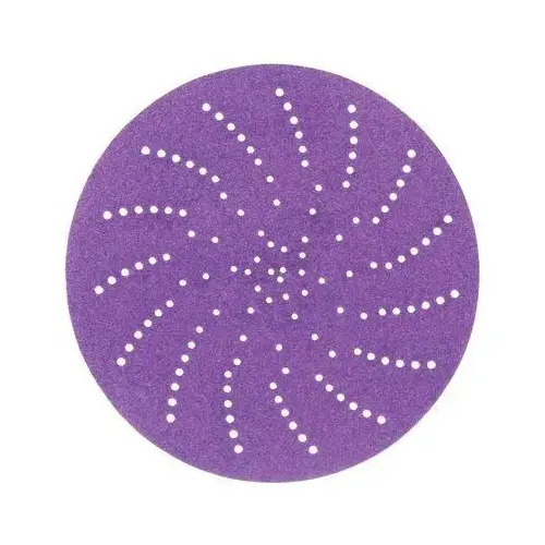 737U Series Multi-Hole Clean Sanding Abrasive Disc, 5 in Dia, 150+ Grit, Hook and Loop, Purple