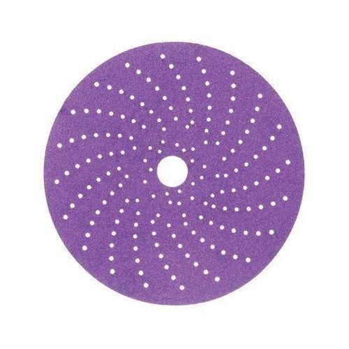 737U Series Multi-Hole Clean Sanding Abrasive Disc, 6 in Dia, 150+ Grit, Hook and Loop, Purple